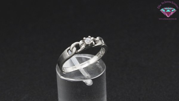 Geflochtener 925 Silber Ring mit Zirkonia, Gr. 56