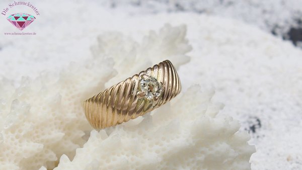 Antiker 585 Roségold Diamant Ring, handgearbeitet um 1940