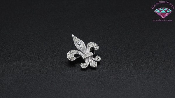 835 Silber Brosche 'Fleur de Lis' mit Zirkonia