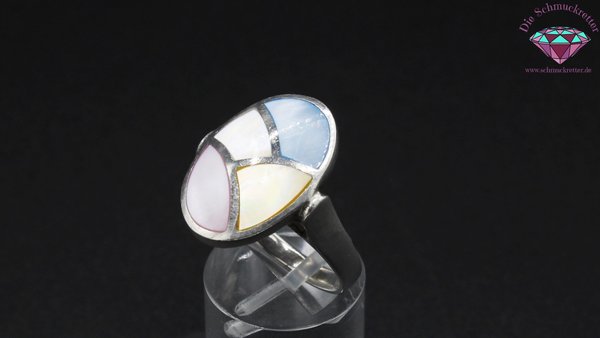 Echtsilber Ring mit mehrfarbigem Perlmutt, Gr. 61