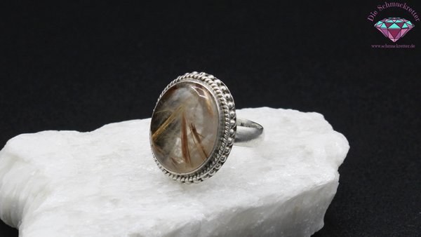 925 Silber Ring mit Rutilquarz, Größe 59