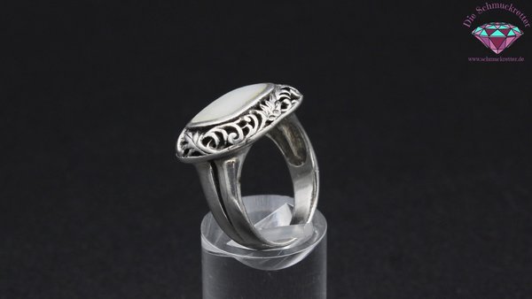 Massiver 925 Silber Ring mit Perlmutt, Gr. 59