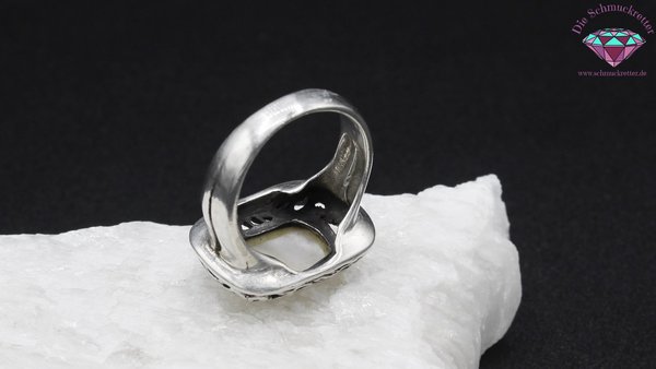 Massiver 925 Silber Ring mit Perlmutt, Gr. 59