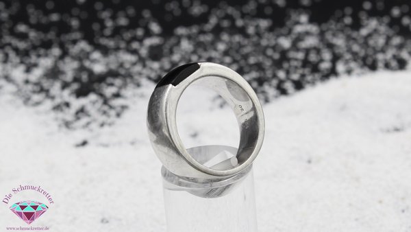 Massiver 925 Silber Ring mit Onyx, Gr. 62