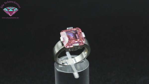 925 Silber Ring mit pinkem Zirkonia, Gr. 57