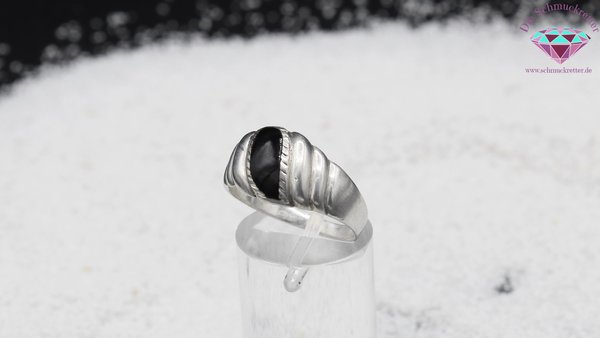 925 Silber Ring mit Onyx, Gr. 59