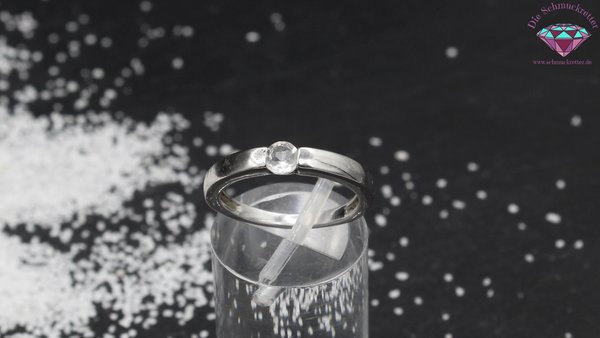 Juwelo: 925 Silber Ring mit weißem Topas, Größe 54