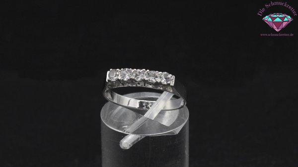 925 Silber Halbmemory Ring mit weißem Spinell, Größe 54