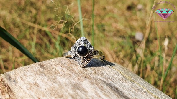 925 Silber Ring mit Onyx, Gr. 56